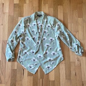 ModCloth Marketing Maven Green Floral Blazer